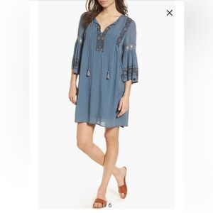Lucky Brand Blue Embroidered Coverup
